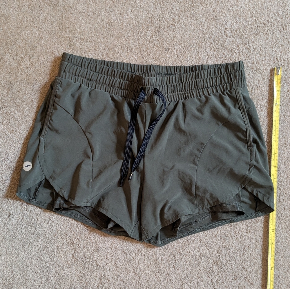 Avia Womens Running Athletic Shorts Pull On Olive Army Green S (4-6)